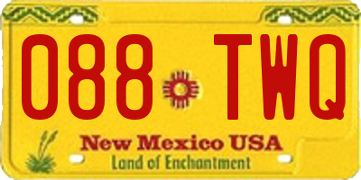 NM license plate 088TWQ