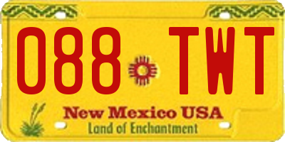 NM license plate 088TWT