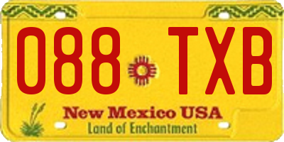 NM license plate 088TXB