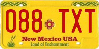 NM license plate 088TXT