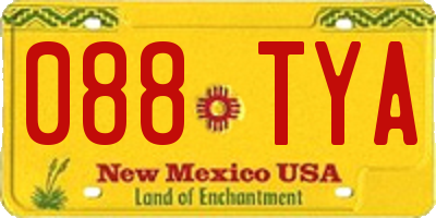 NM license plate 088TYA