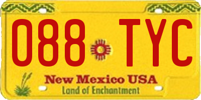 NM license plate 088TYC