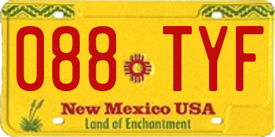 NM license plate 088TYF