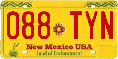 NM license plate 088TYN