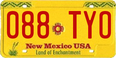 NM license plate 088TYO