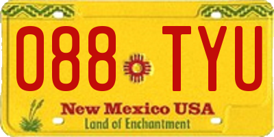 NM license plate 088TYU