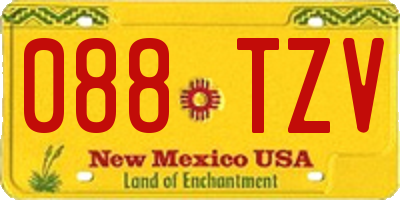 NM license plate 088TZV