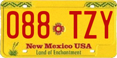 NM license plate 088TZY