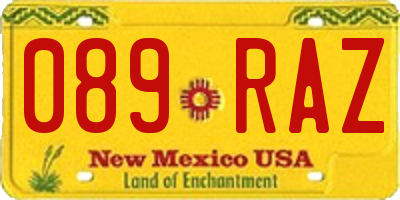 NM license plate 089RAZ