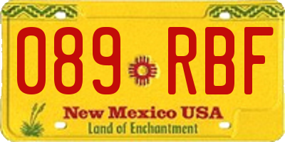 NM license plate 089RBF