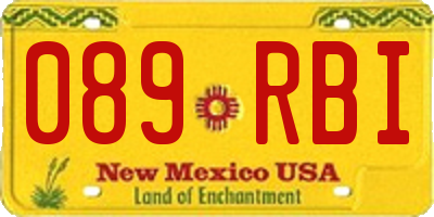 NM license plate 089RBI