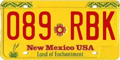 NM license plate 089RBK