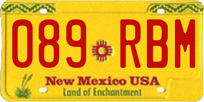 NM license plate 089RBM
