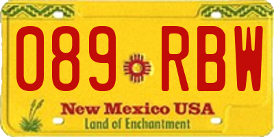 NM license plate 089RBW