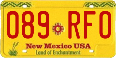 NM license plate 089RFO