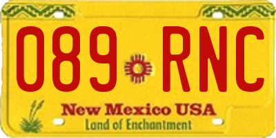 NM license plate 089RNC