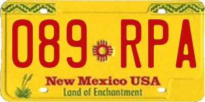 NM license plate 089RPA