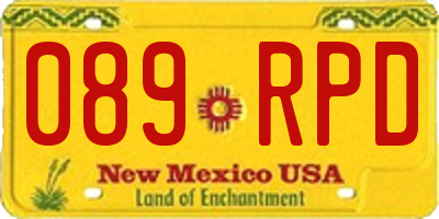 NM license plate 089RPD