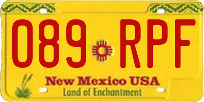 NM license plate 089RPF