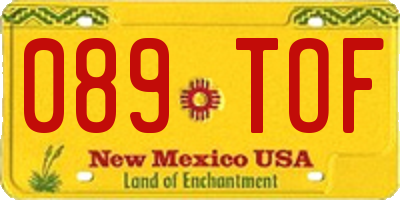 NM license plate 089TOF