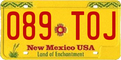 NM license plate 089TOJ