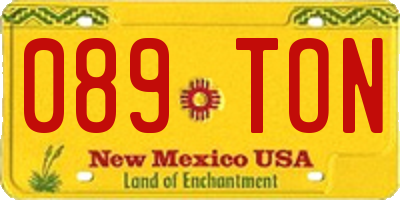 NM license plate 089TON