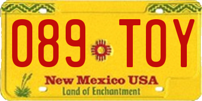 NM license plate 089TOY