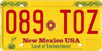 NM license plate 089TOZ