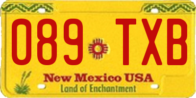 NM license plate 089TXB