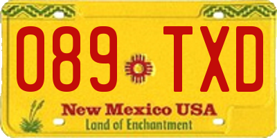 NM license plate 089TXD