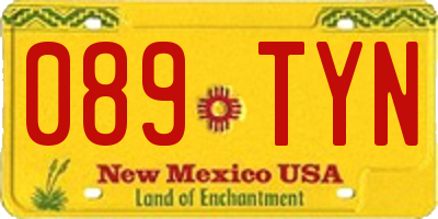 NM license plate 089TYN