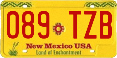NM license plate 089TZB