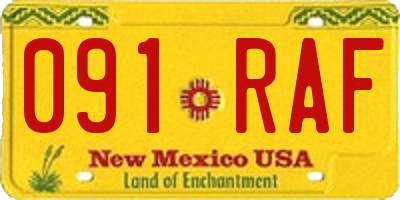 NM license plate 091RAF