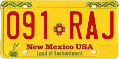 NM license plate 091RAJ