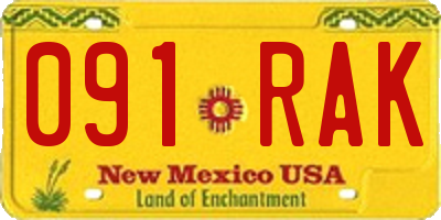 NM license plate 091RAK