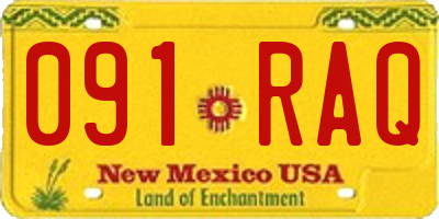 NM license plate 091RAQ