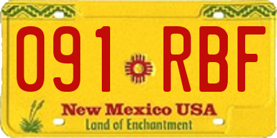 NM license plate 091RBF