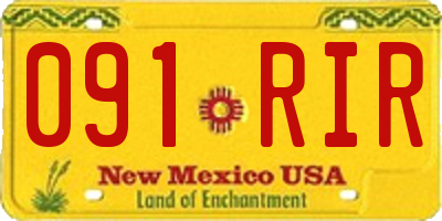 NM license plate 091RIR