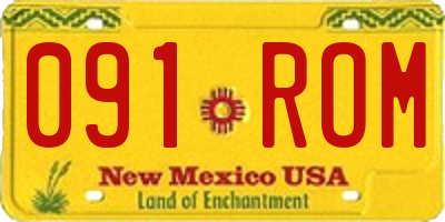 NM license plate 091ROM