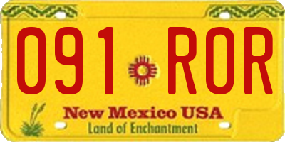 NM license plate 091ROR