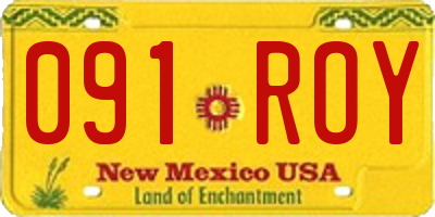NM license plate 091ROY