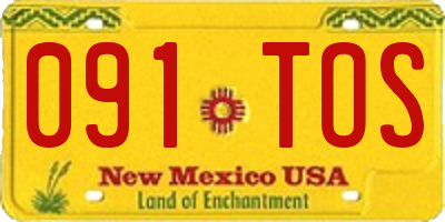 NM license plate 091TOS