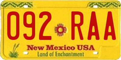 NM license plate 092RAA