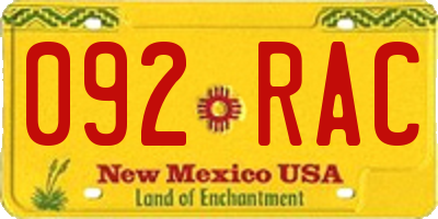 NM license plate 092RAC