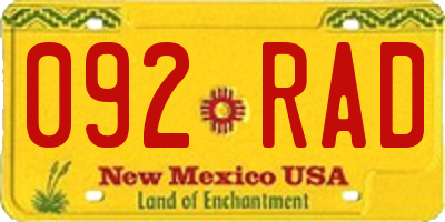 NM license plate 092RAD