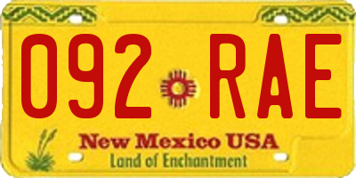 NM license plate 092RAE