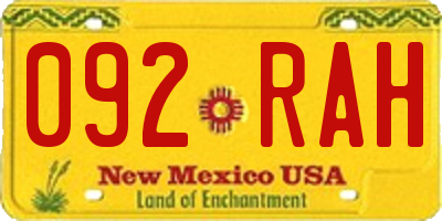 NM license plate 092RAH