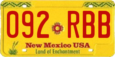 NM license plate 092RBB