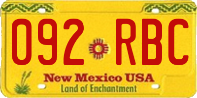 NM license plate 092RBC