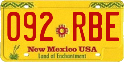 NM license plate 092RBE
